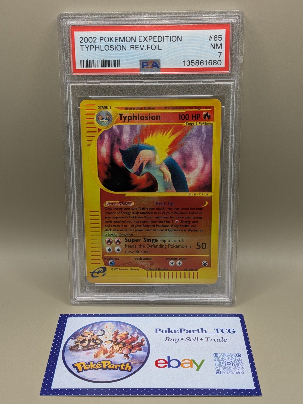 Typhlosion 65/165 Reverse Holo Expedition Base Set Vintage PSA 7 NM New Cert – Photo 1