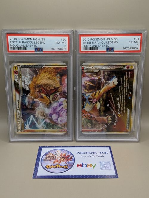 Entei & Raikou Legend HG & SS Unleashed PSA 6 90/95 91/95 Seq. Pokémon Vintage