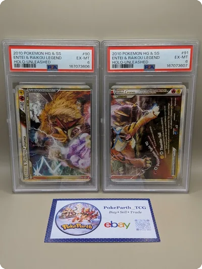 Entei & Raikou Legend HG & SS Unleashed PSA 6 90/95 91/95 Seq. Pokémon Vintage